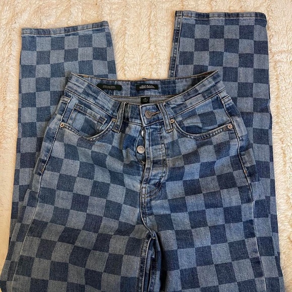 Target Wild Fable Highest Rise Straight Leg Checkered Jeans!👖💙 - Picture 2 of 4